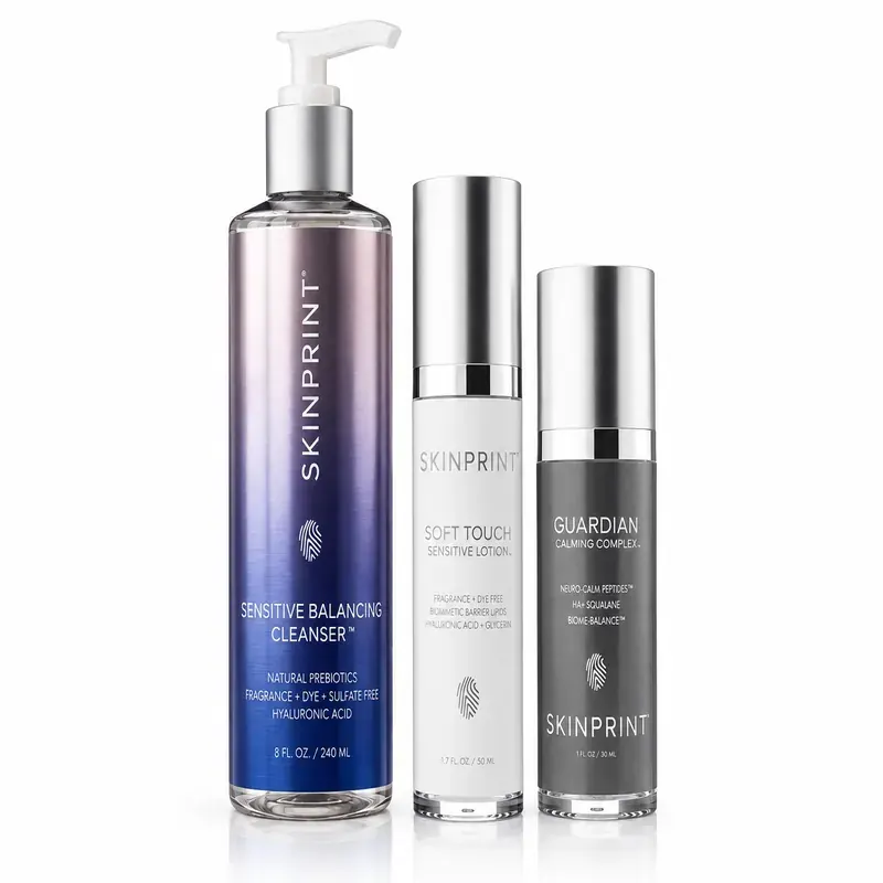 Skinprint Sensitive Skin & Barrier Repair Kit: Sensitive Balancing Cleanser, Guardian Calming Complex and Soft Touch Lotion